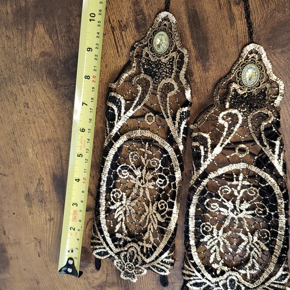 Black Gold Lace Jewel Net Mesh Arm Cuff Jewelry - Picture 9 of 9